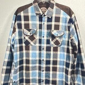 Aris Men's Blue and Black Plaid Shirt